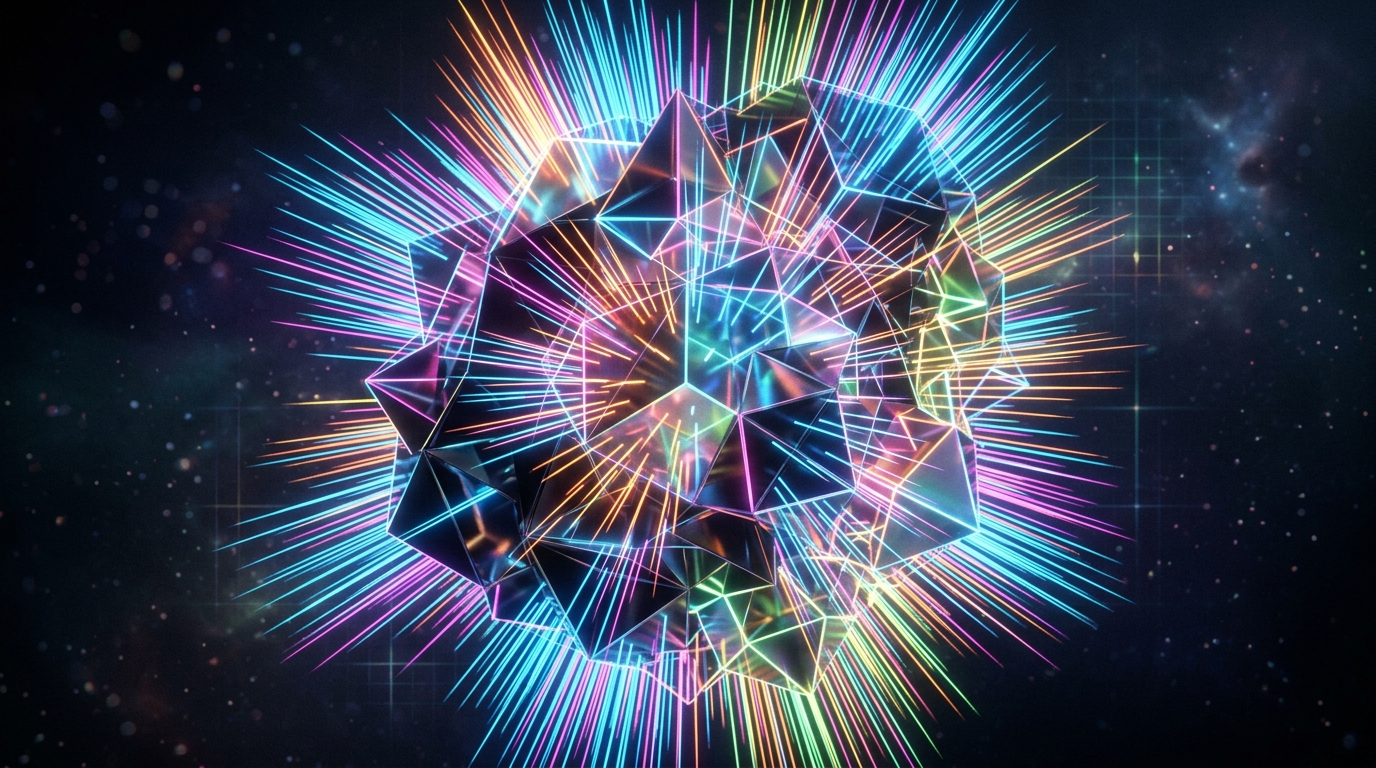 Abstract 3D geometry with glowing normal vectors