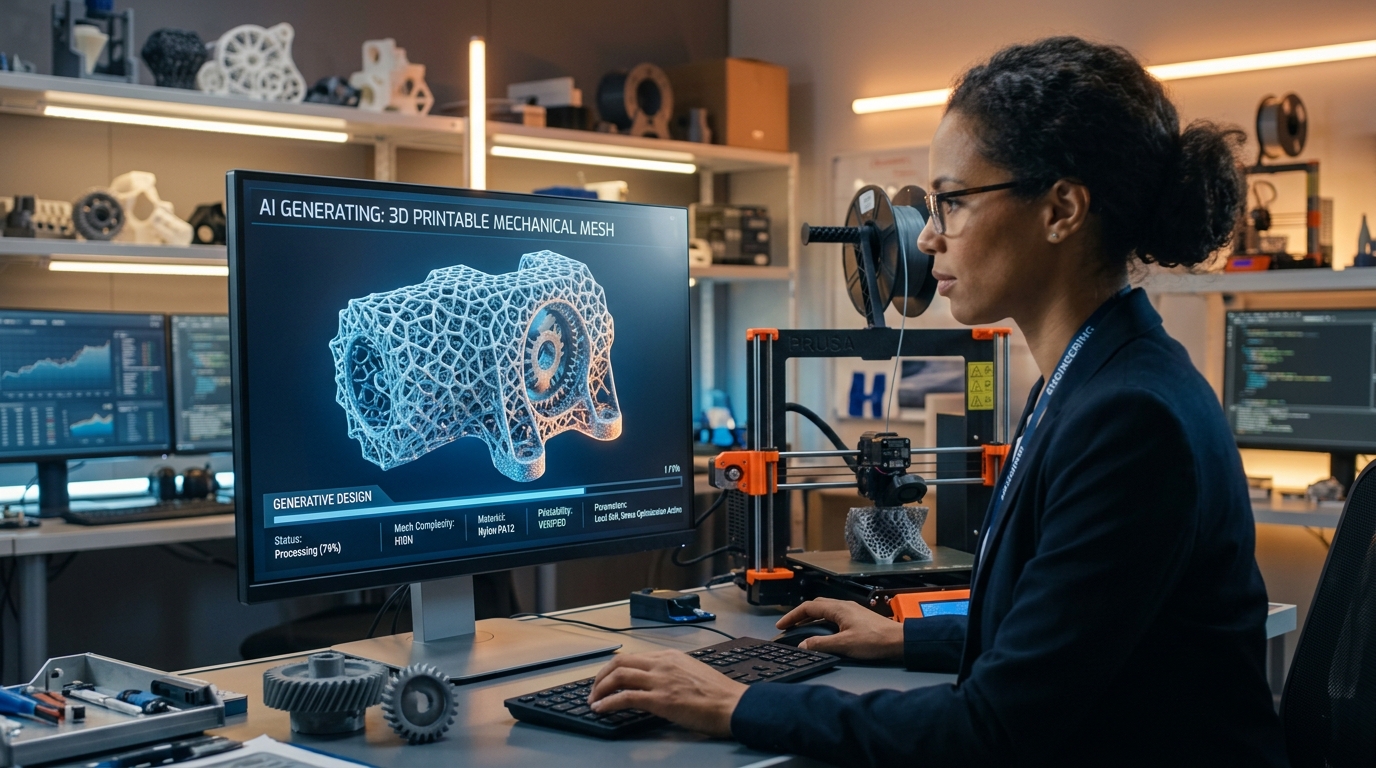 AI 生成 3D 可打印机械网格