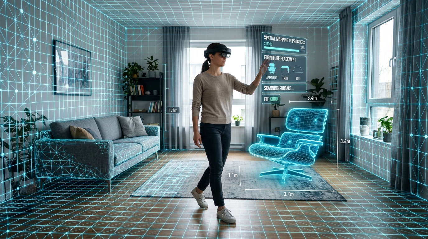 Holographic AR furniture placement spatial mapping
