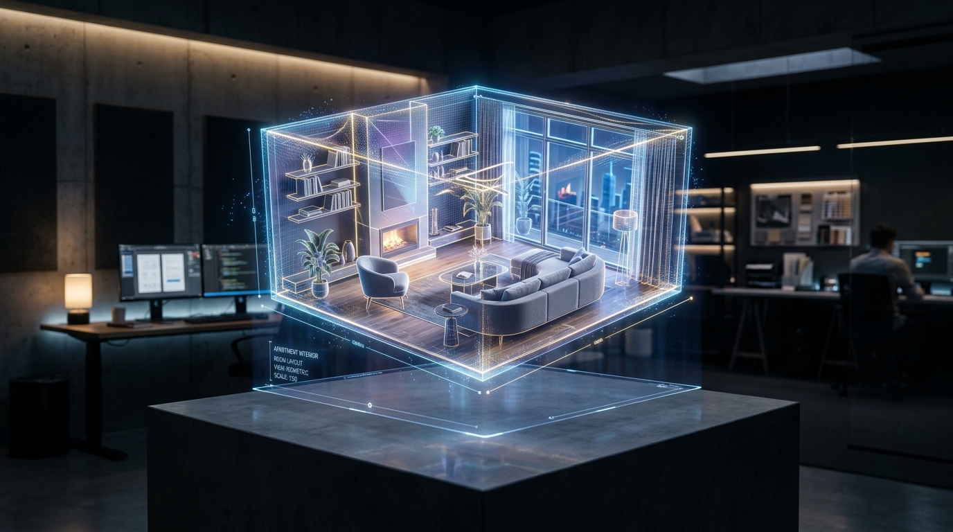 Голографический ассет 3D-дизайна интерьера