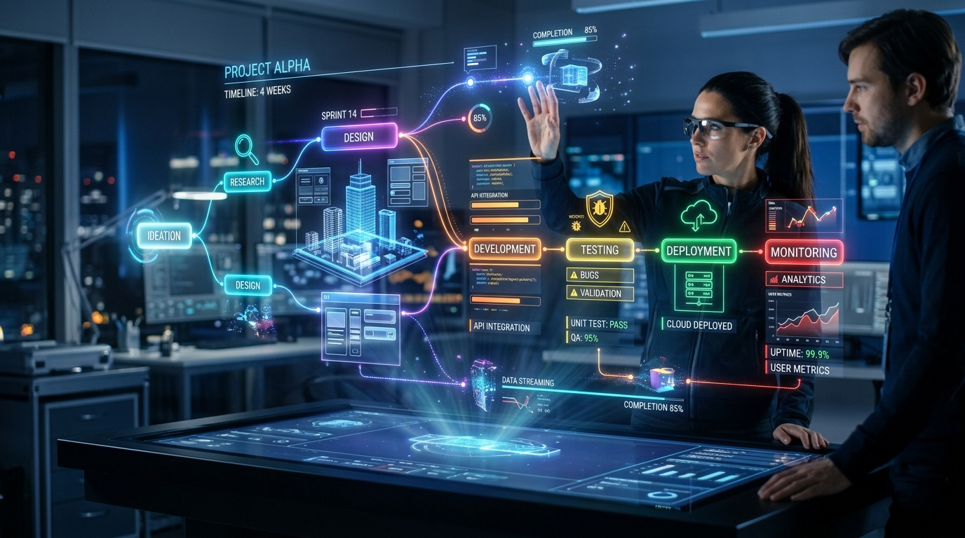 Holographic 3D workflow visualization