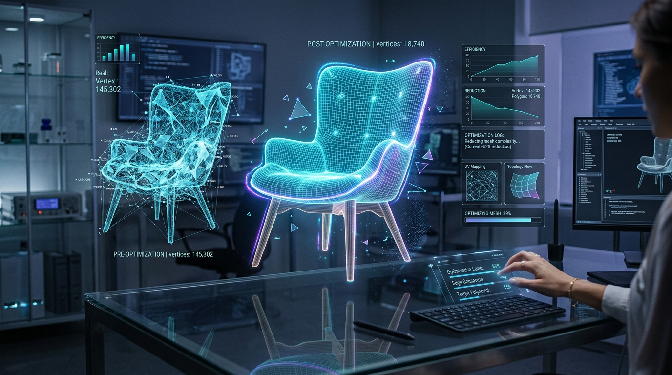 Holographic 3D furniture mesh optimization