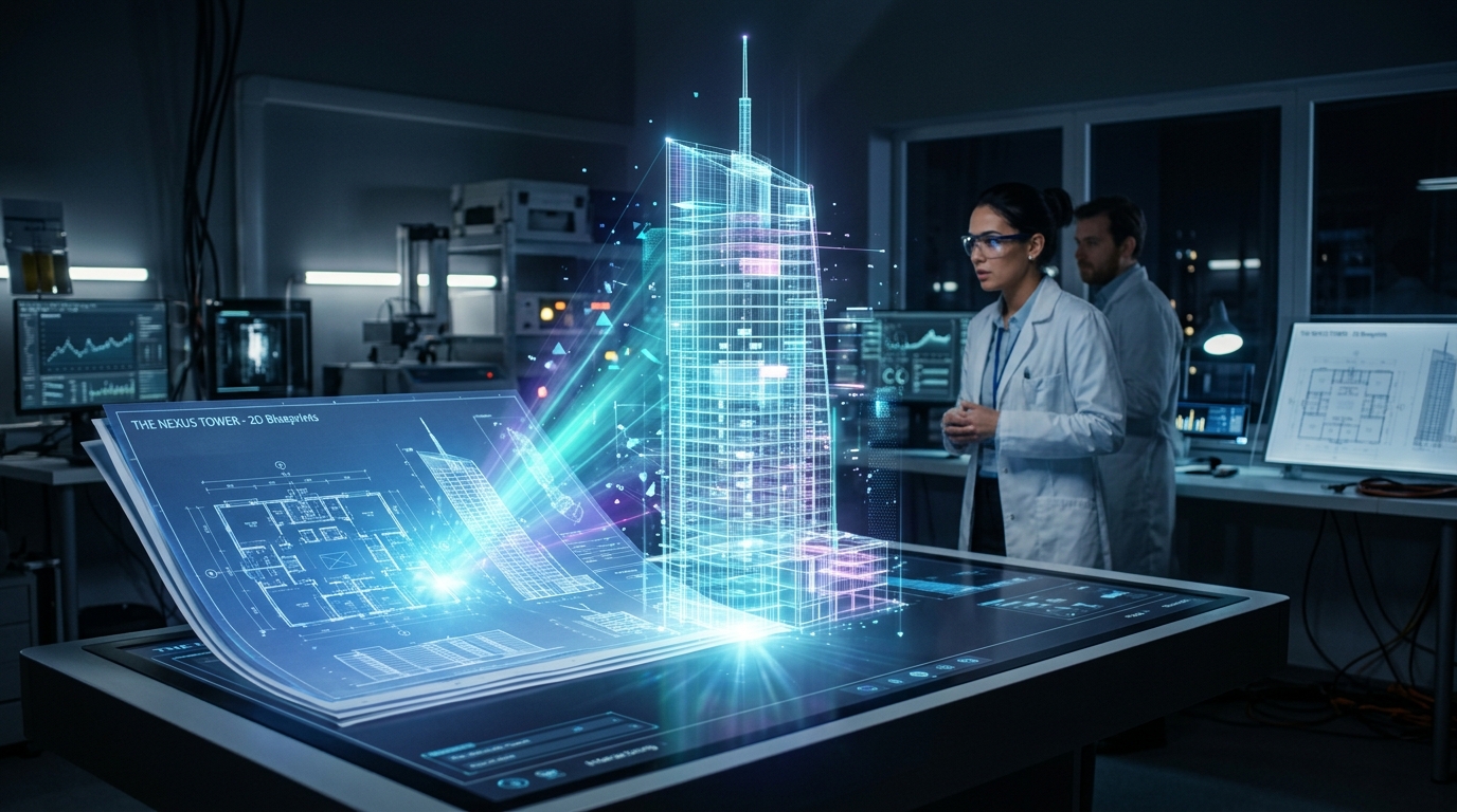Holographic 2D to 3D architectural transformation