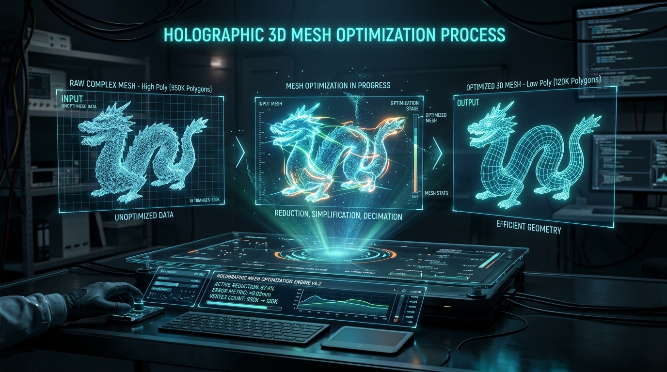 Holographic 3D mesh optimization process