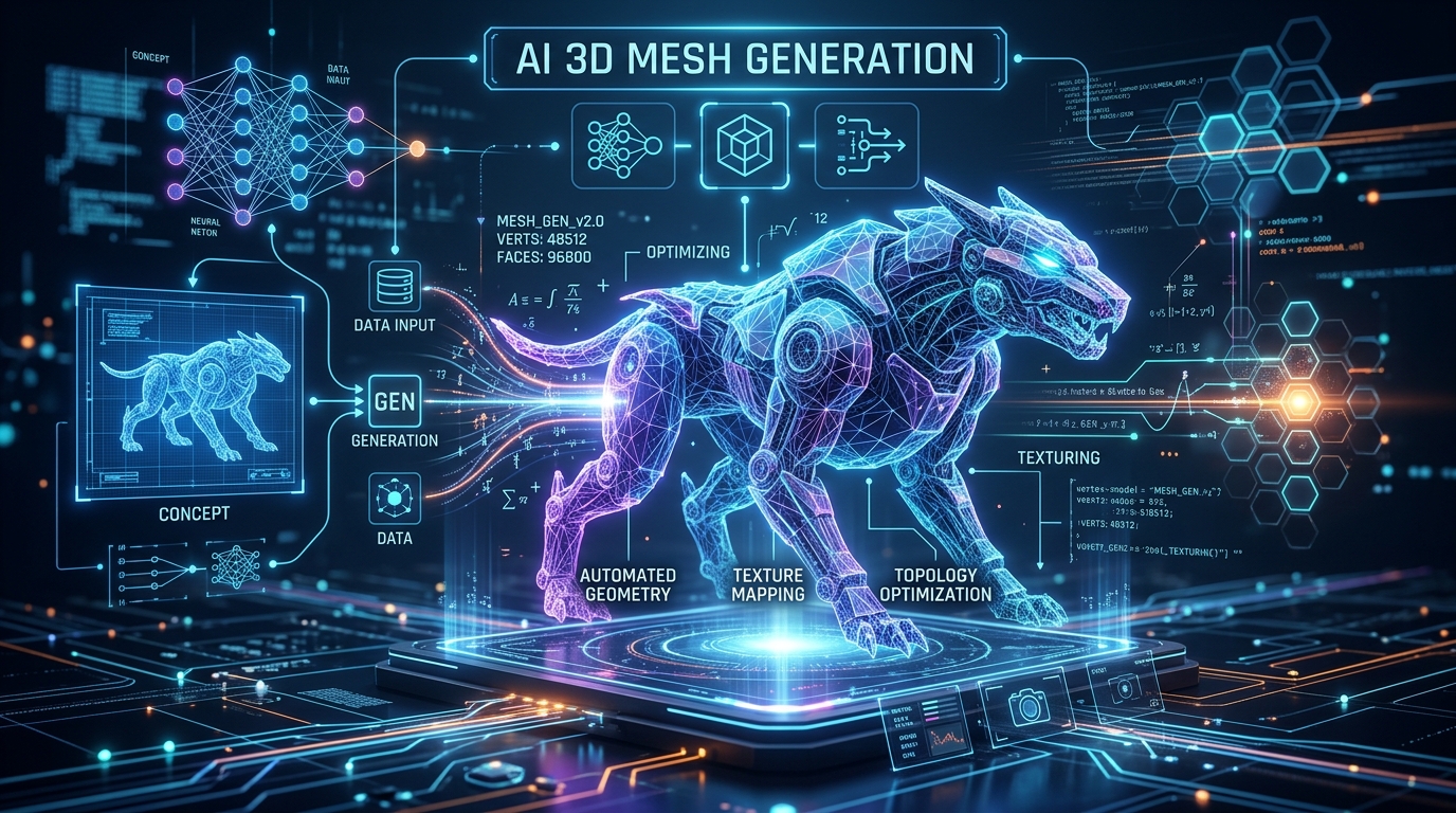AI 3D Mesh Generation Concept