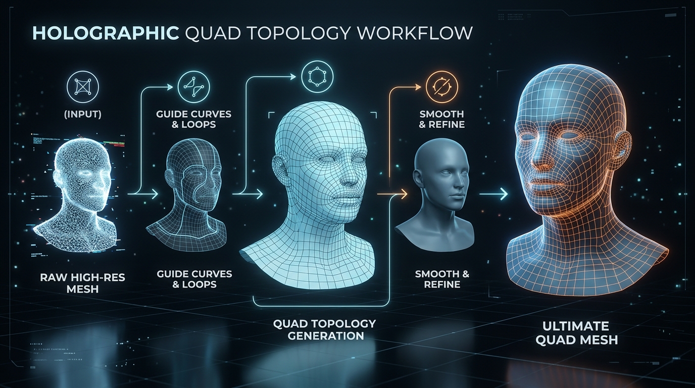 Minimalist holographic quad topology workflow