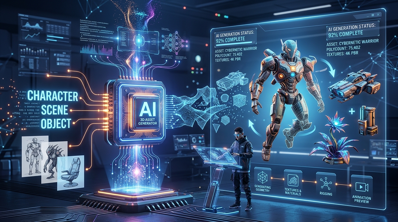 AI 3D 资产生成概念
