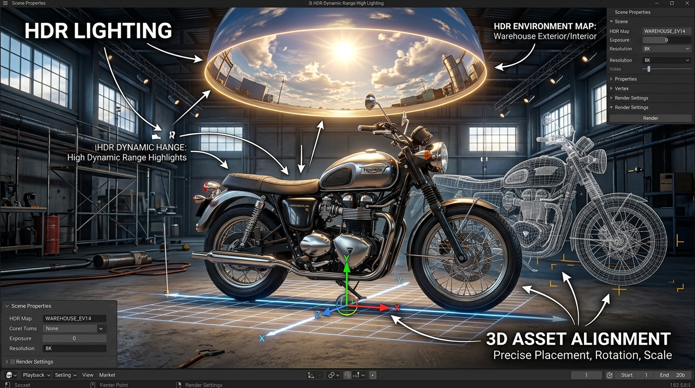 HDR Lighting and 3D Asset Alignment Concept