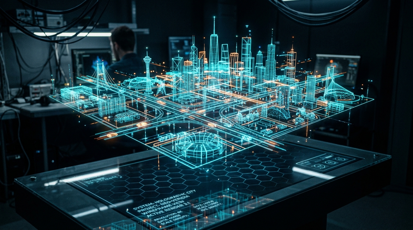 Holographic 3D wireframe rendering