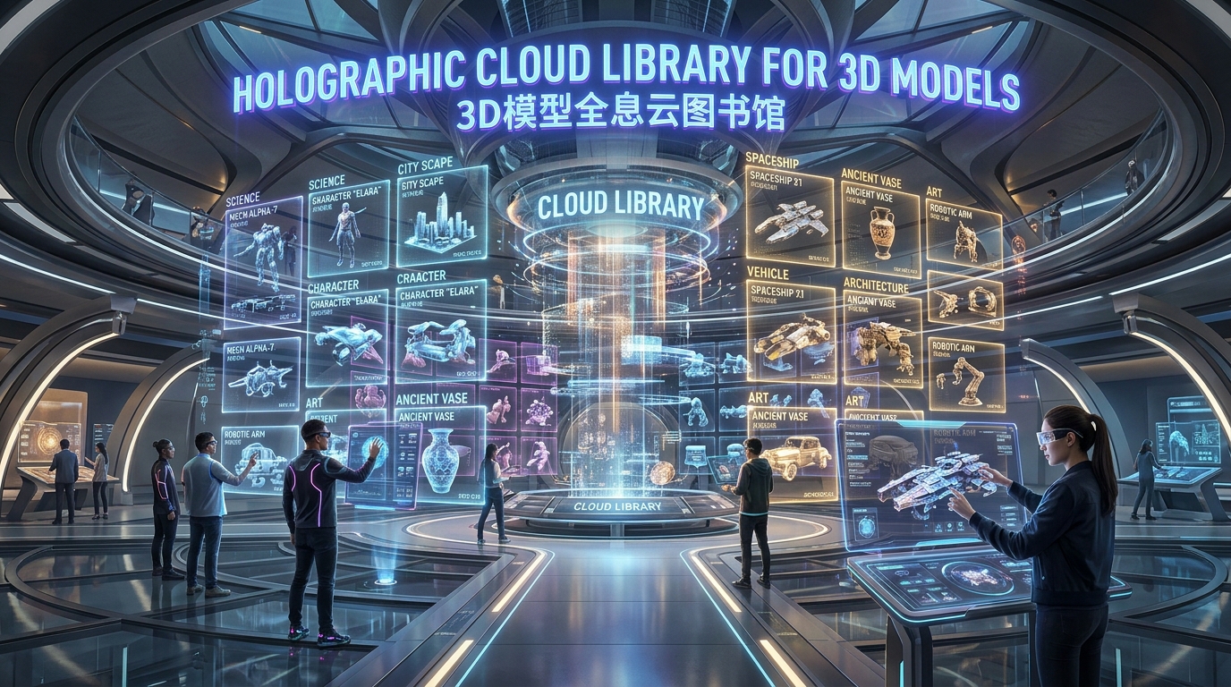 Holographic Cloud Library for 3D Models