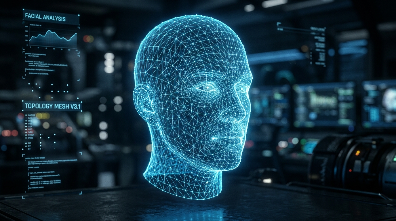 全息 3D 面部拓扑网格图